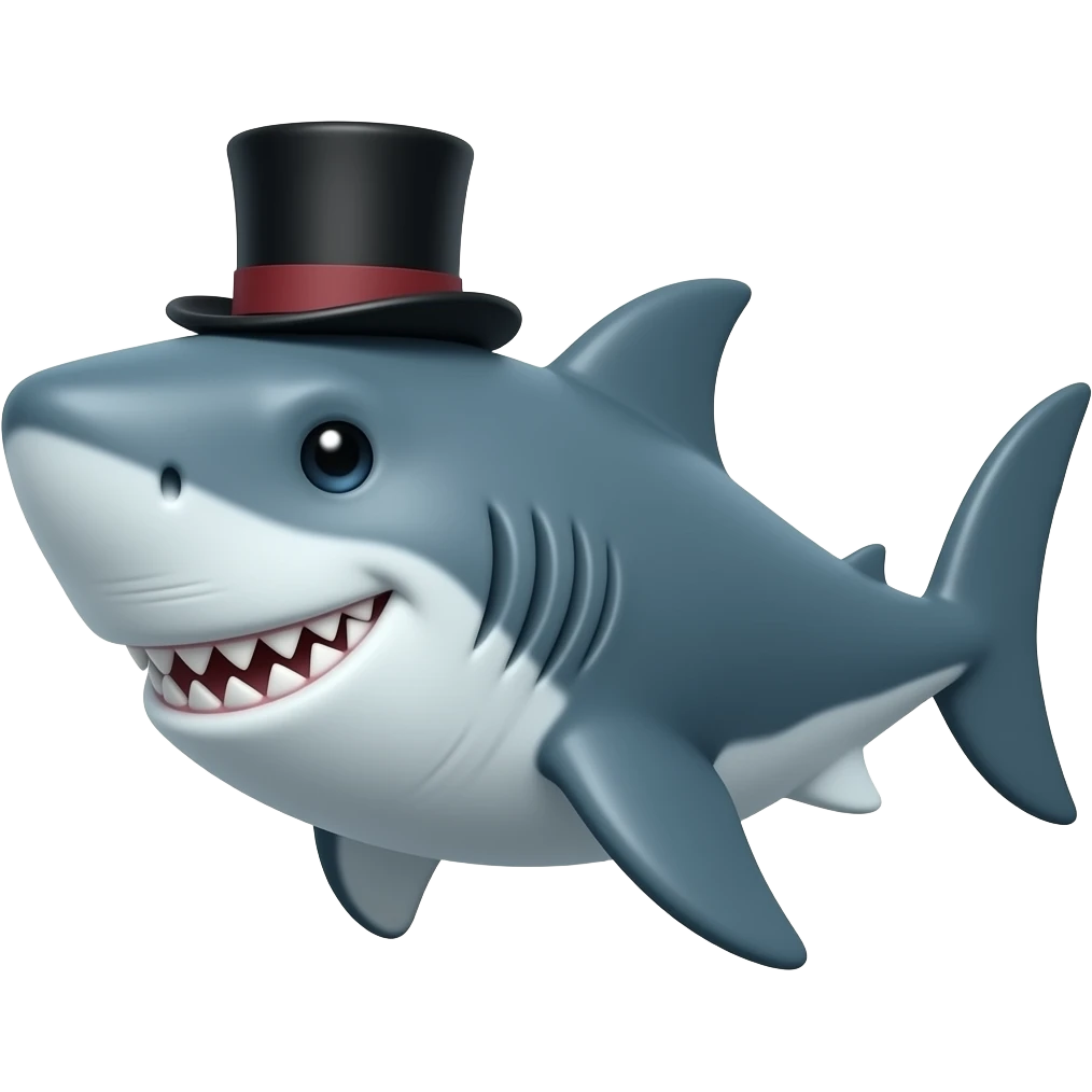 Shark with a top hat emoji