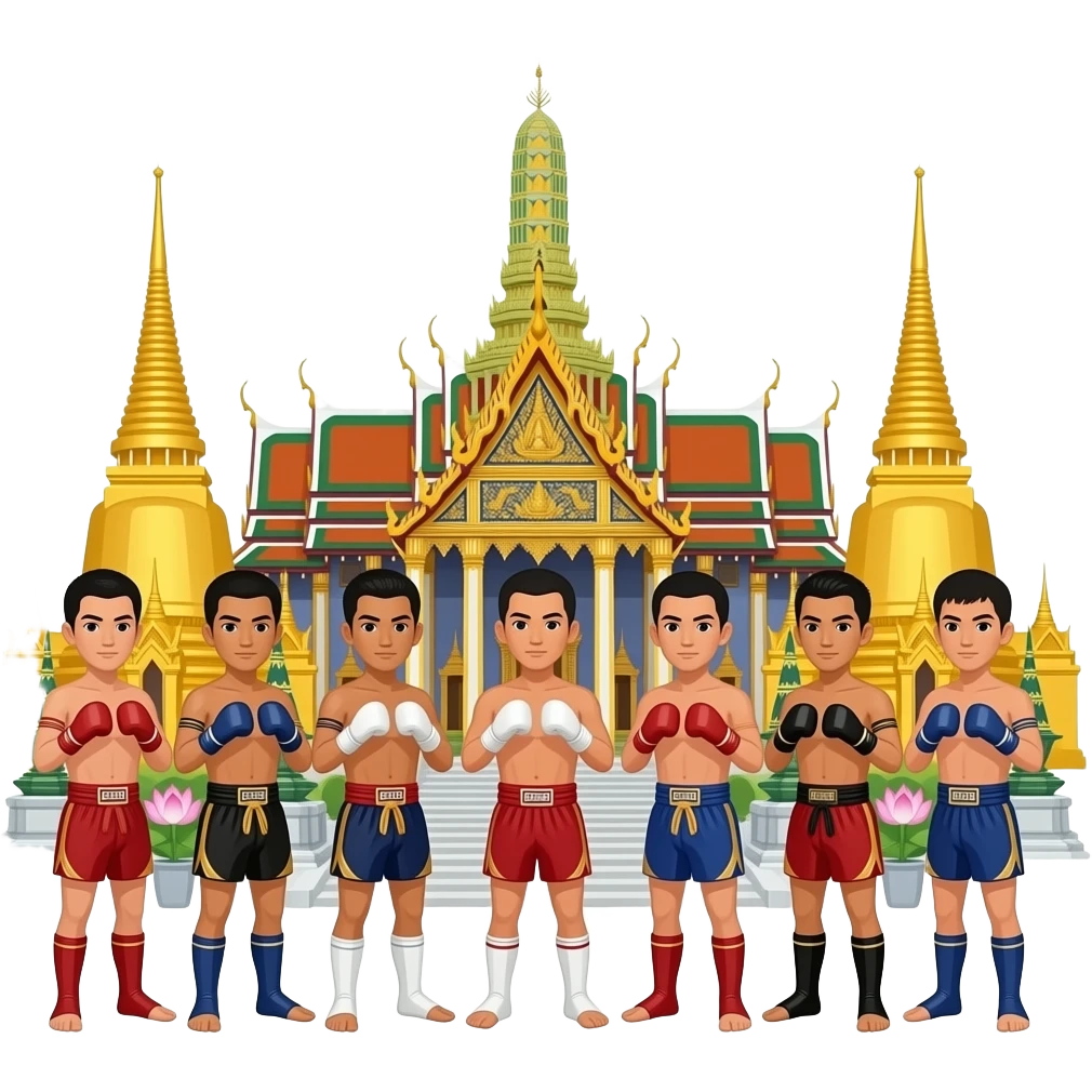 Thai boxers in front of grand palace bangkok emoji