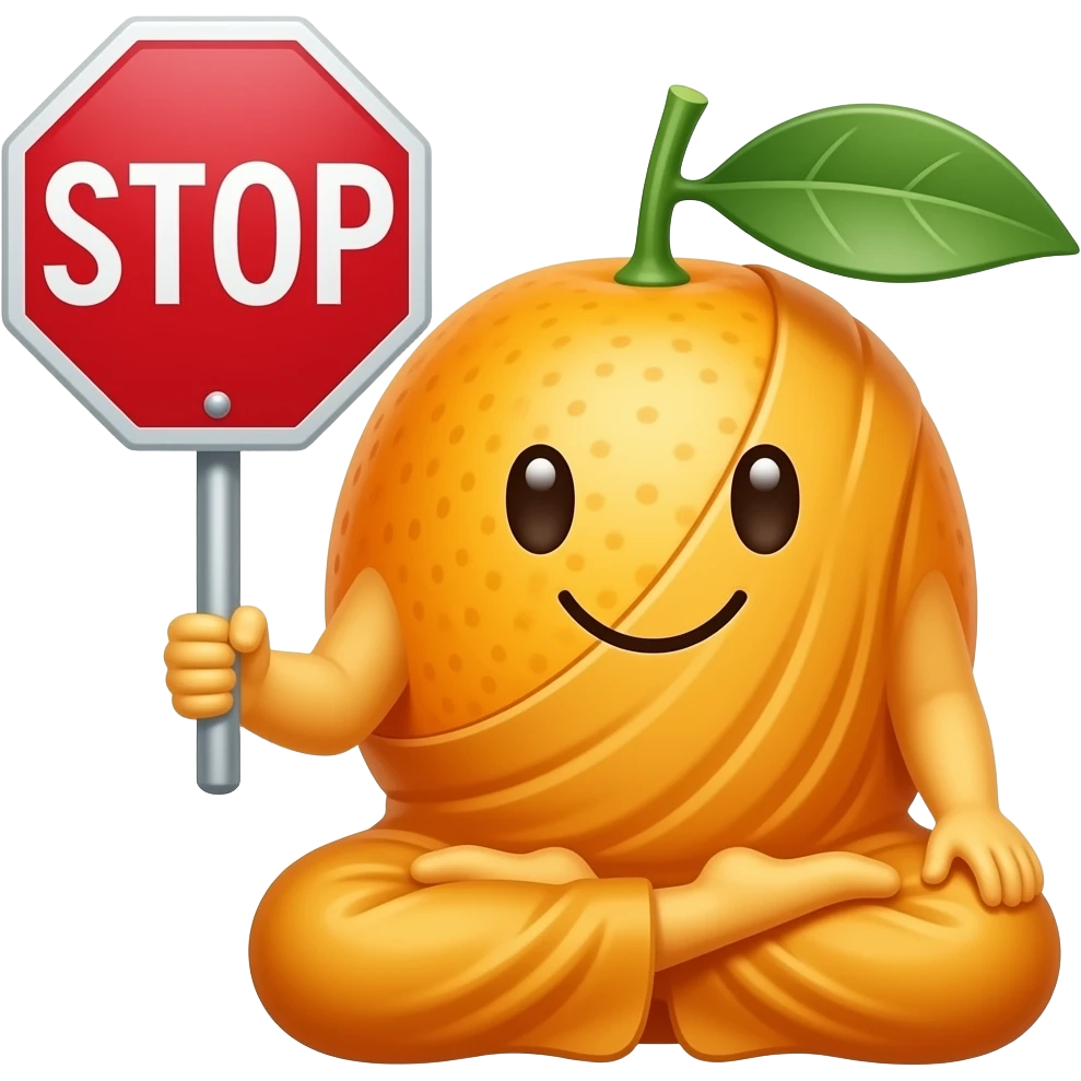 Buddha kumquat holding stop sign emoji