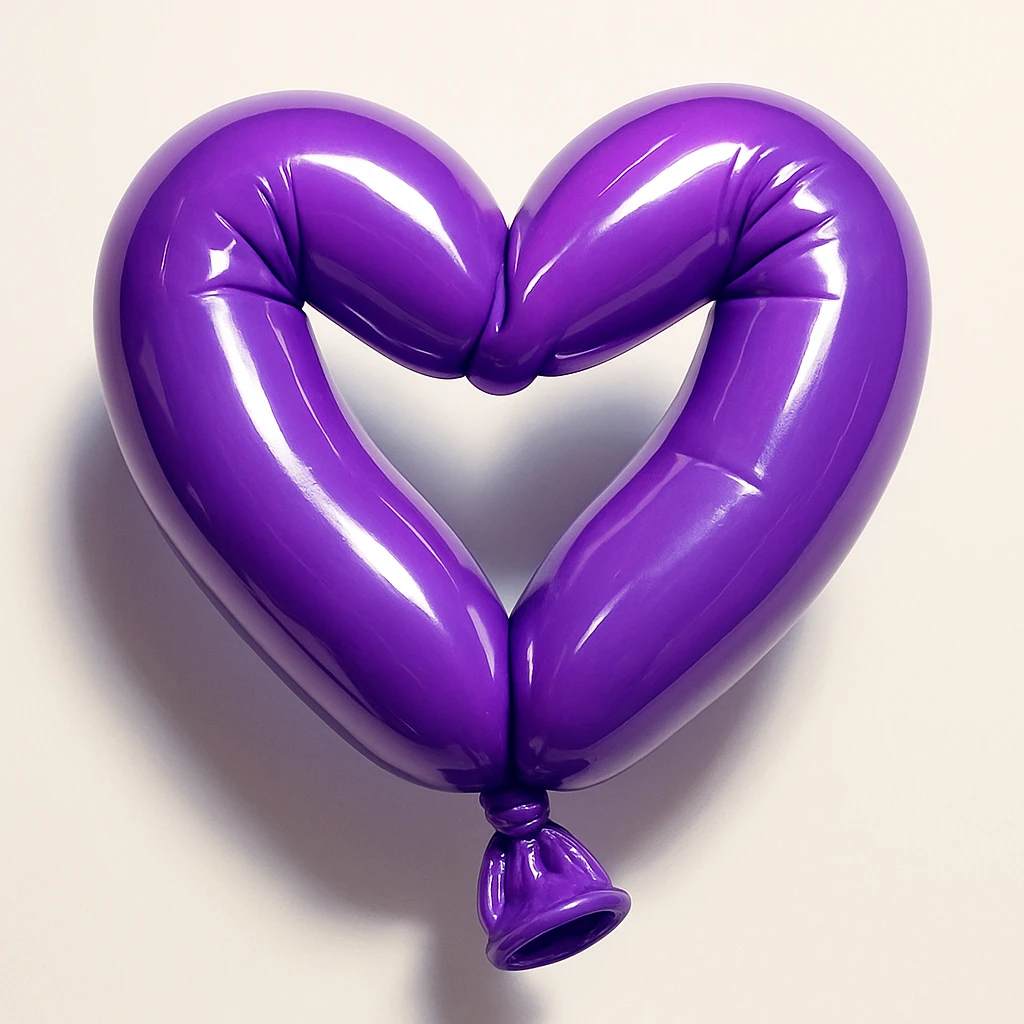 purple heart, inflated look balloon style, no text emoji