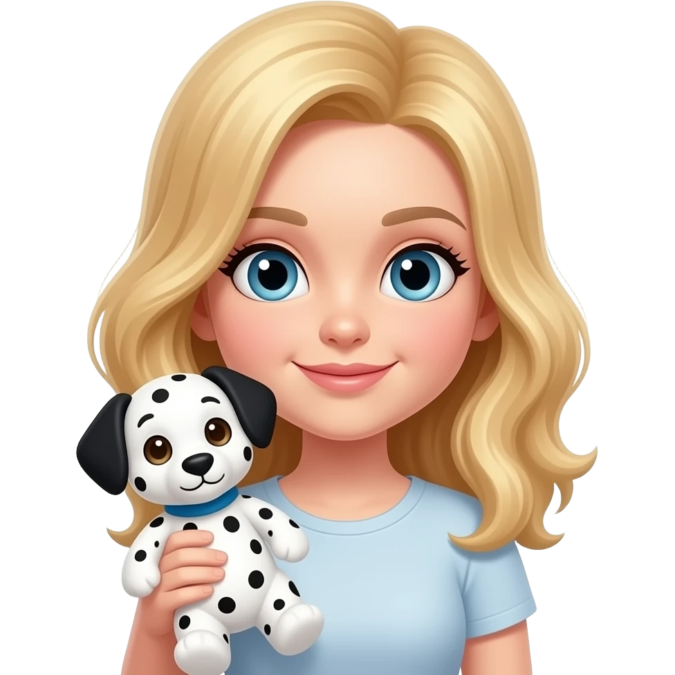 Mad Blonde girl with holding a dalmatian stuffed animal emoji