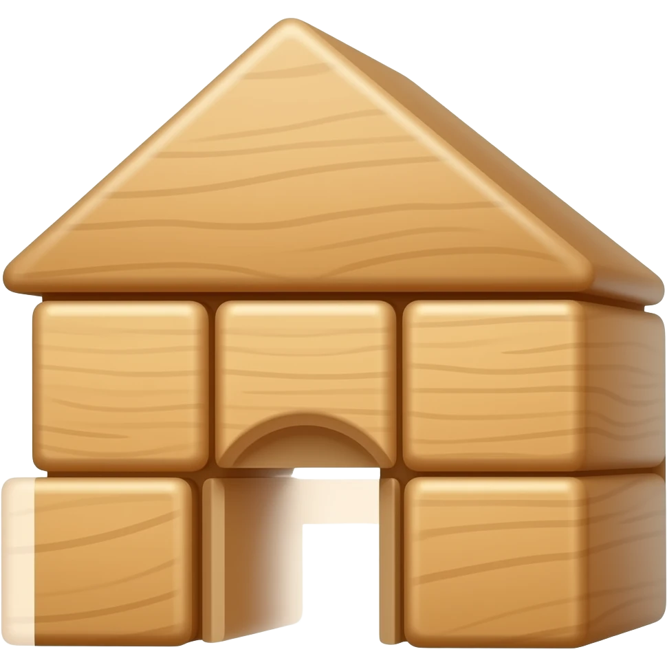 Wooden building block shapes emoji