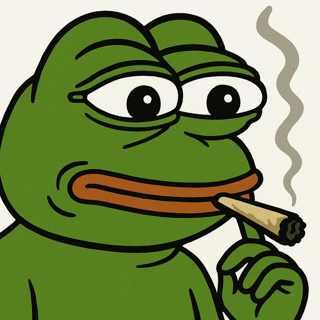 pepe the frog smoking a joint, pepe meme style emoji