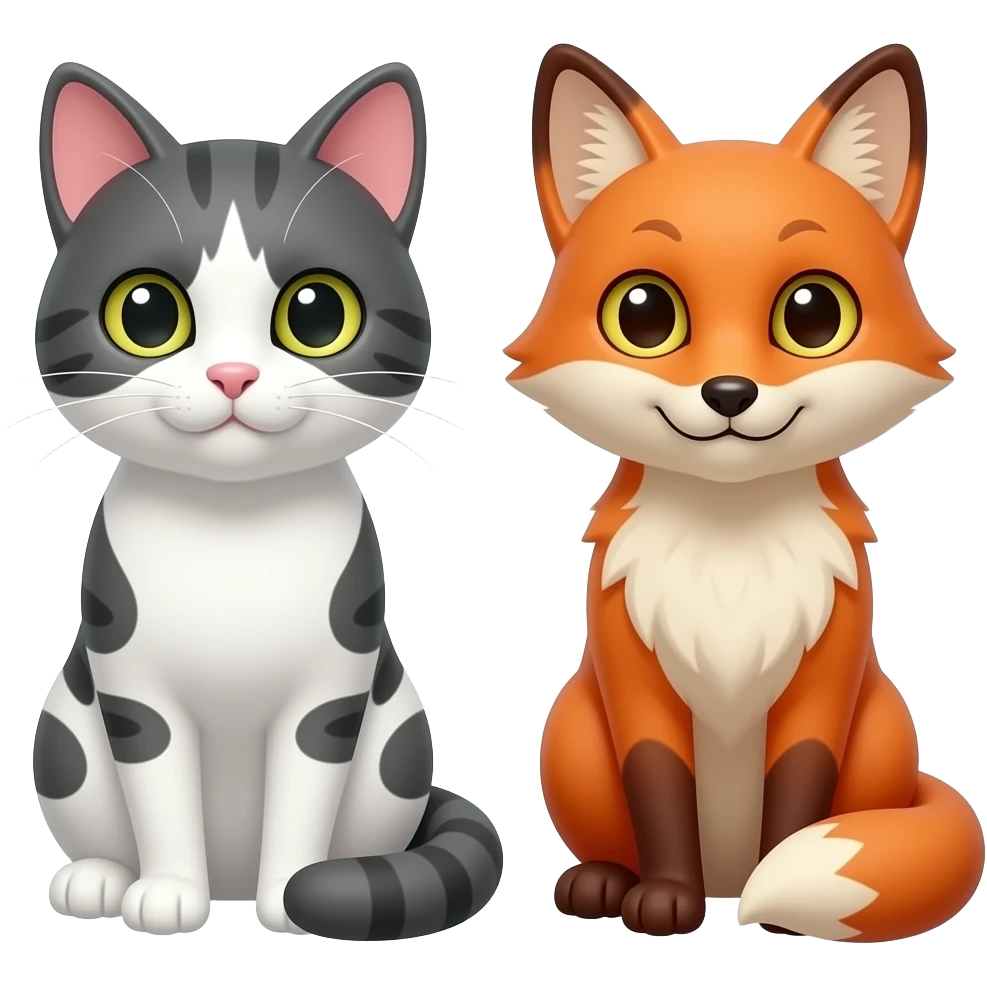 Cat and fox emoji