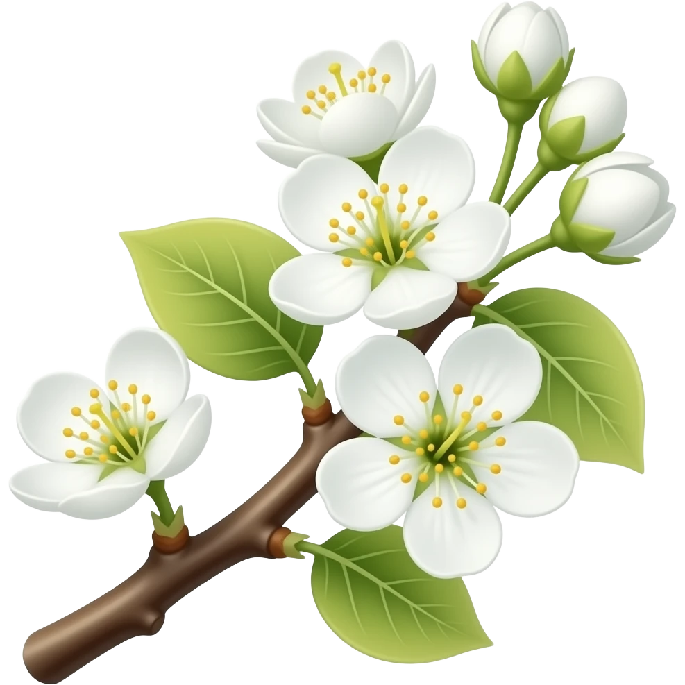 нарисуй цветение груши с лоском и объёмом emoji