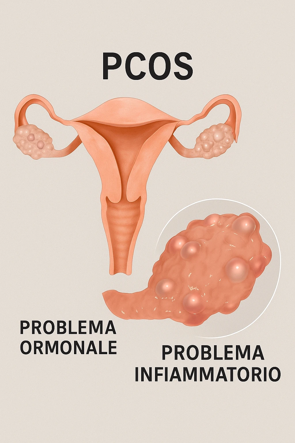 pcos con problema ormonale e infiammatorio SU DONNA in 3d in italiano emoji