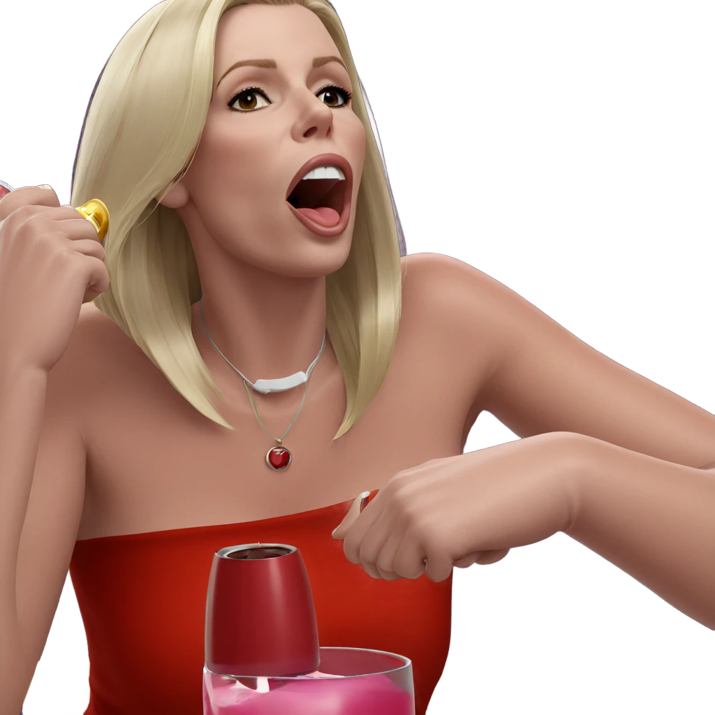 blonde girl enjoying a drink emoji