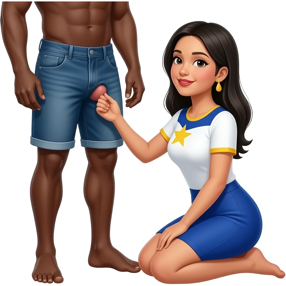 Pinay girl kneeling before a black guy showing his penis emoji
