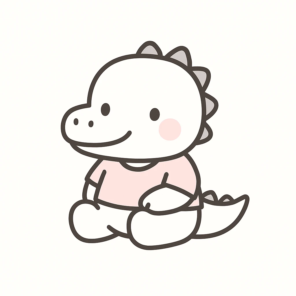 a cute baby crocodile, soft pastel cartoon style emoji