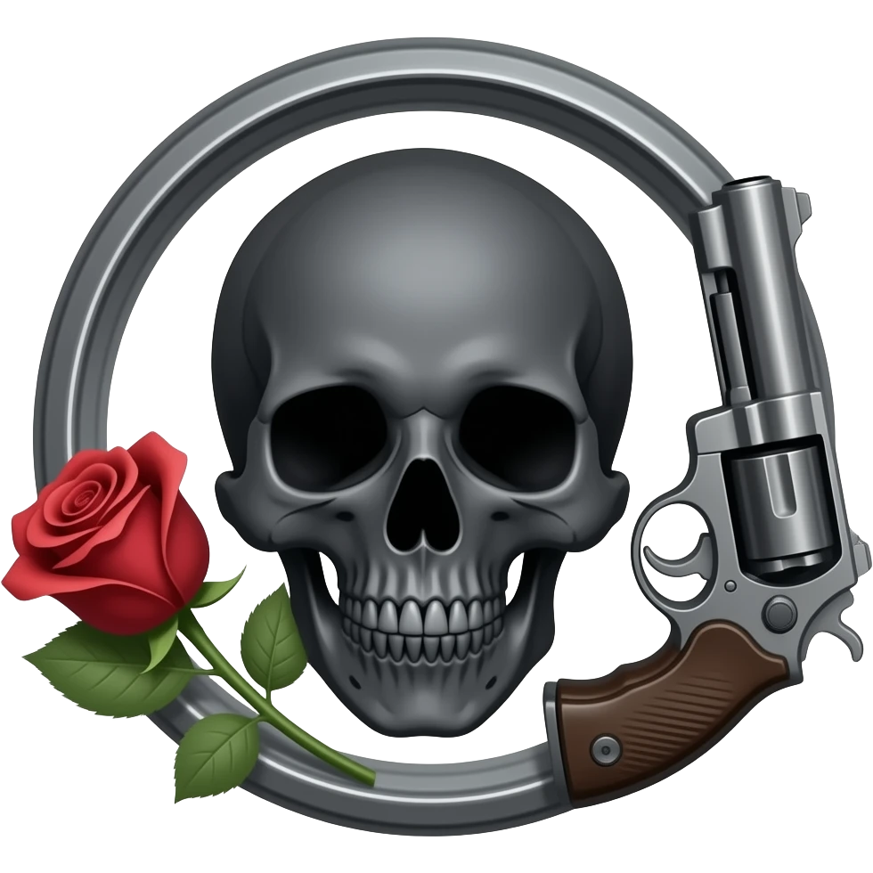 Rose gun skull dark emoji