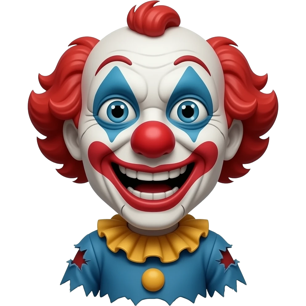 A scary 80 s clown puppet emoji