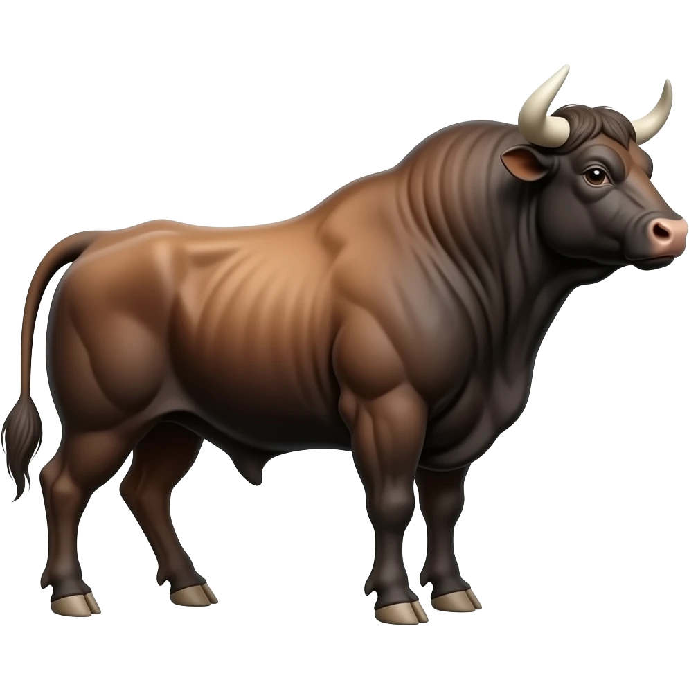 create a muscular bull side profile facing right (to indicate bitoin bull market) emoji