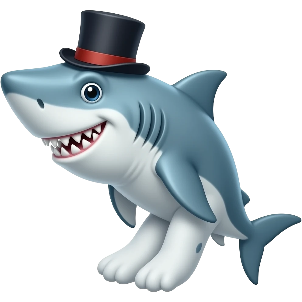 Shark with a top hat emoji