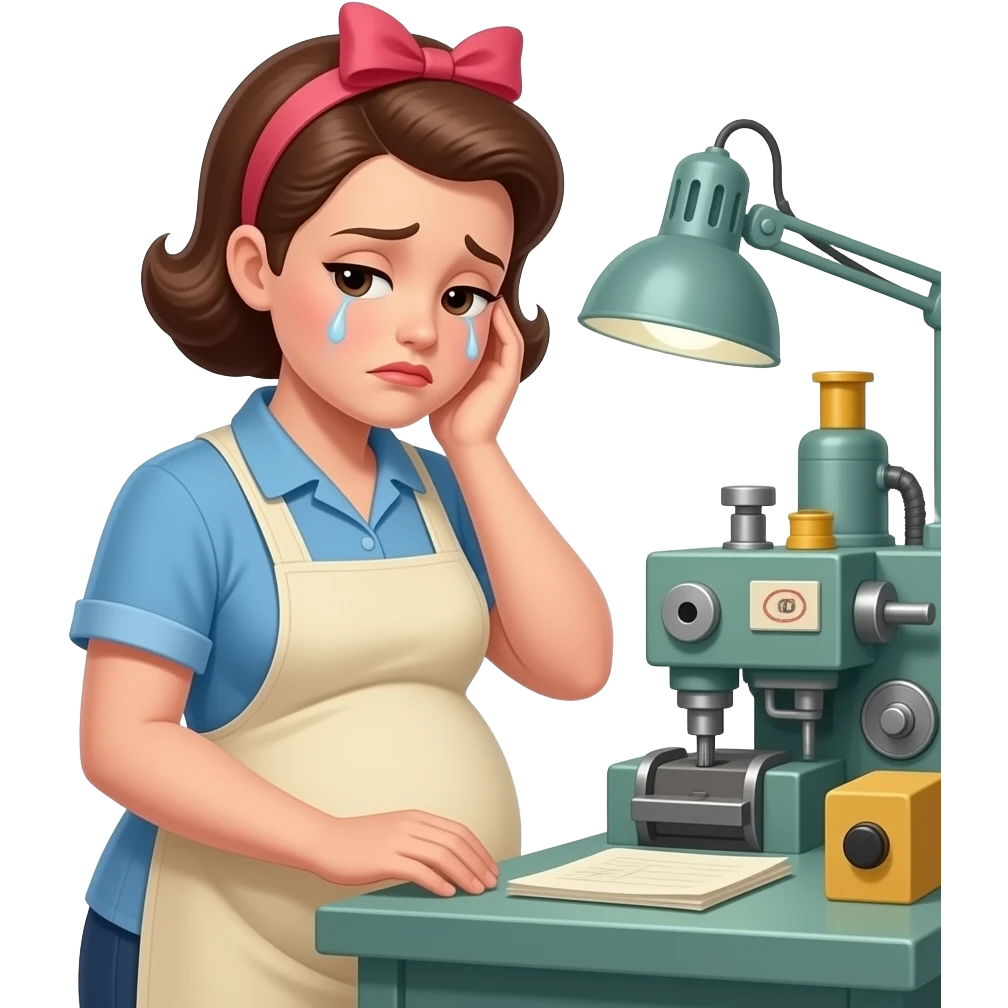 chica embarazada muy cansada trabajando de 1960 emoji