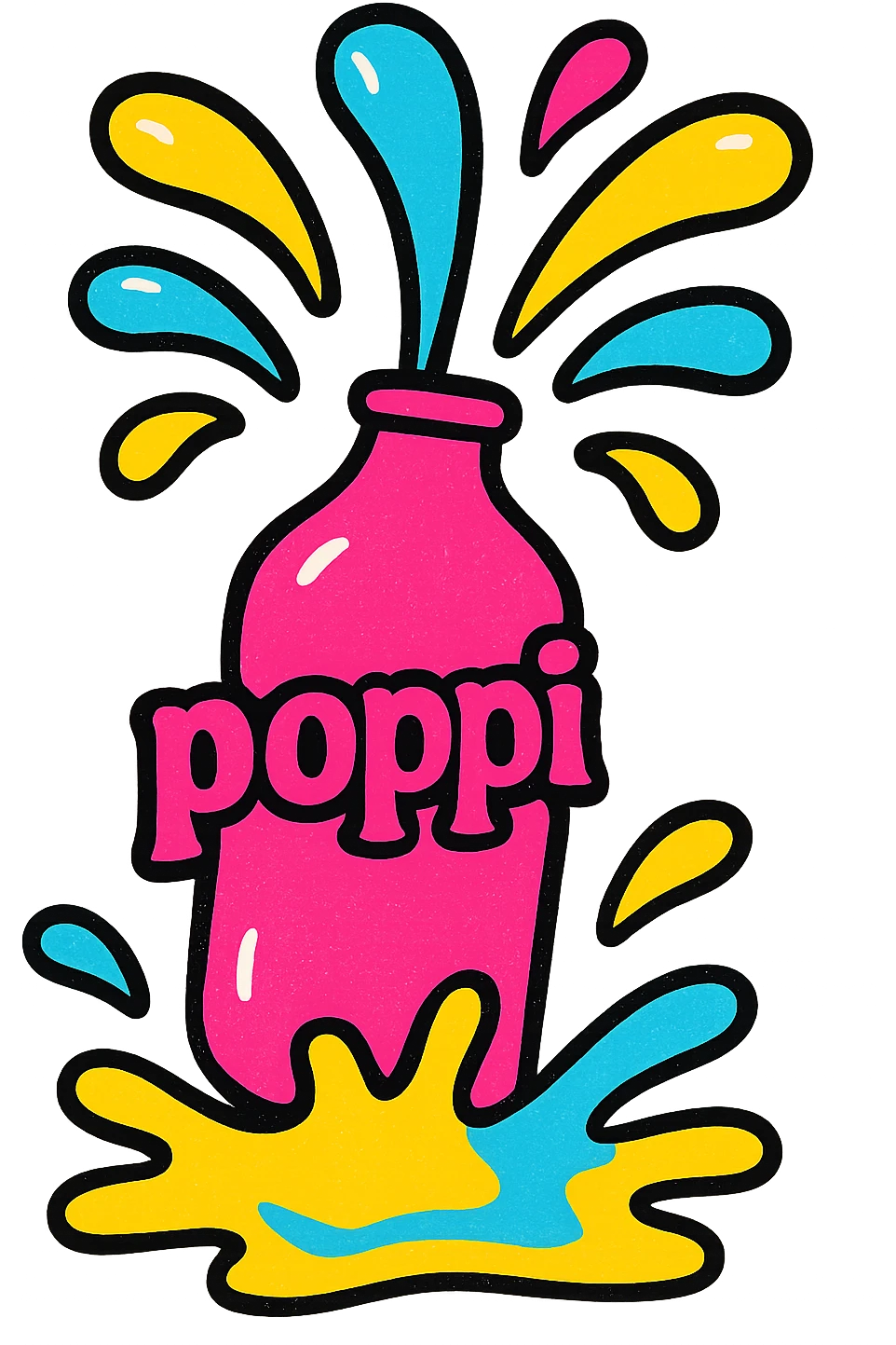 Poppi soda splash, energetic, bright colors, abstract shapes, lively and dynamic feel emoji