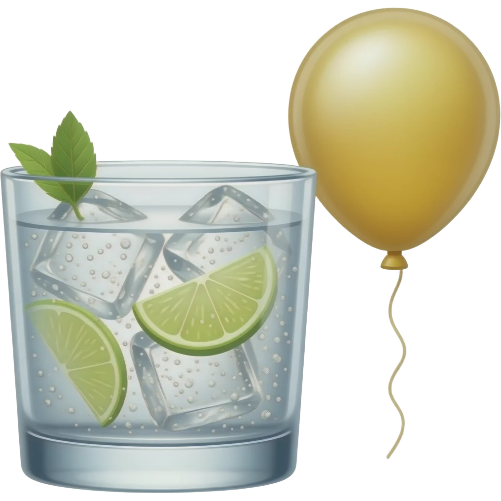 Quero copo de gin tónico balao emoji