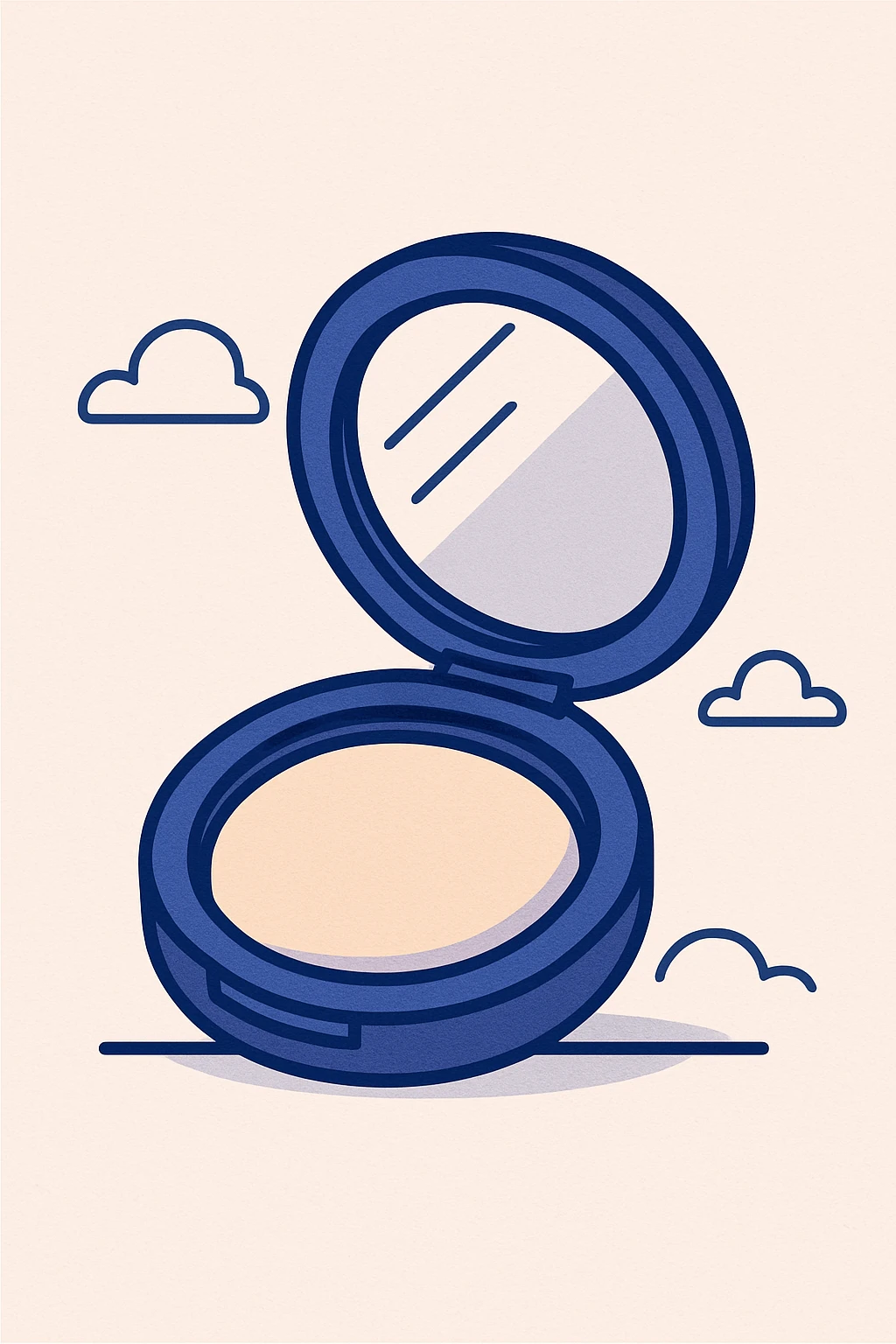 a compact powder case with a mirror, elegant design emoji