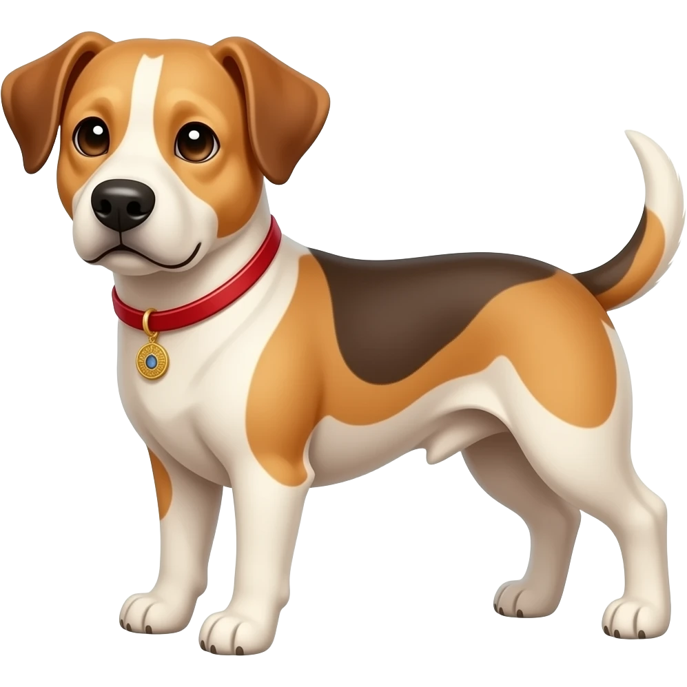 a dog wearing a beautiful red color necklace with front view emoji