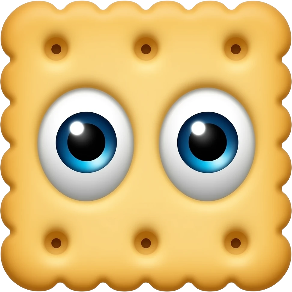 Custom iOS emoji with no blur and a white background. The topic of the emoji is cracker with eyes". It MUST maintain the general apple iOS emoji style. emoji