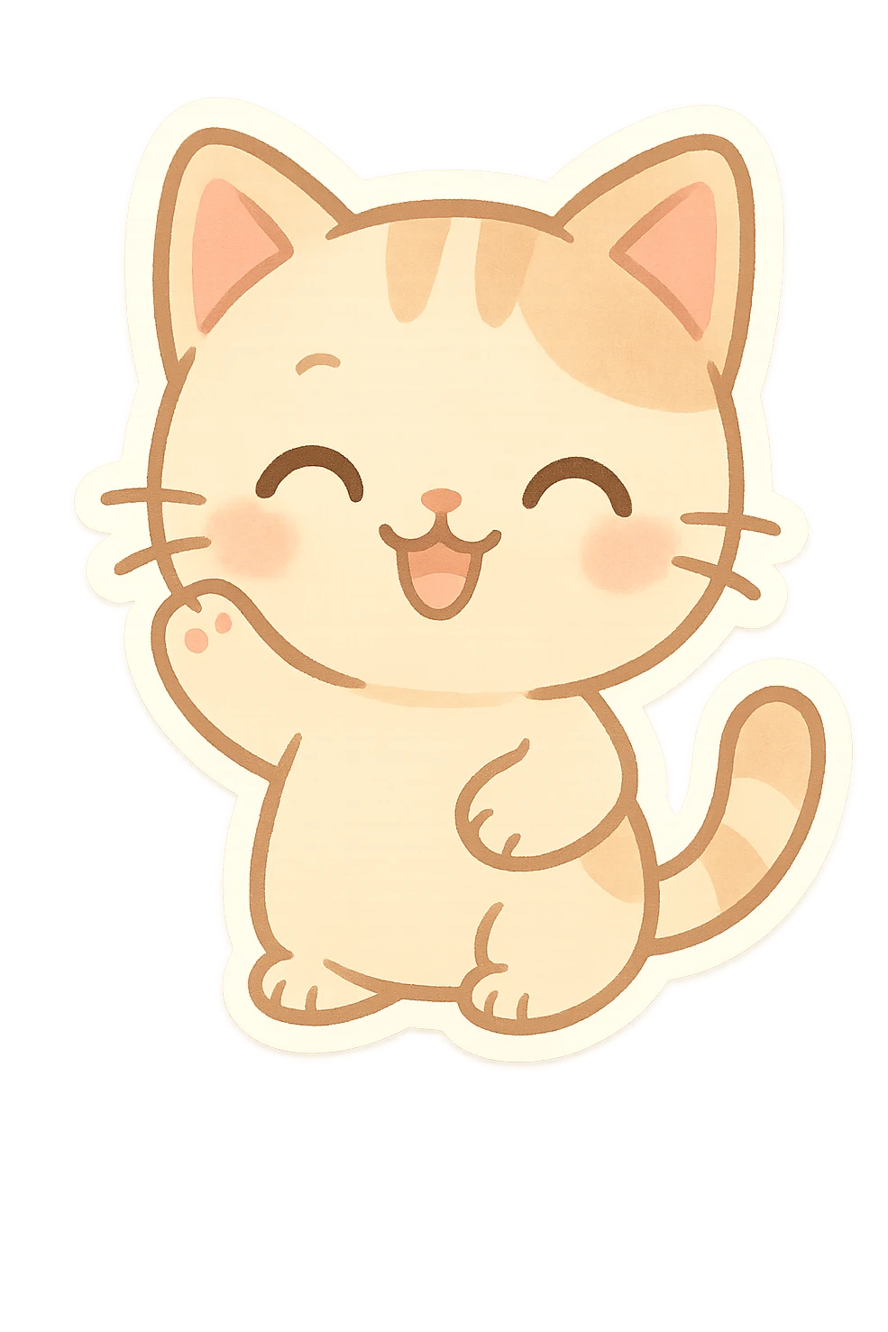 chibi sticker of a smiling cat waving emoji