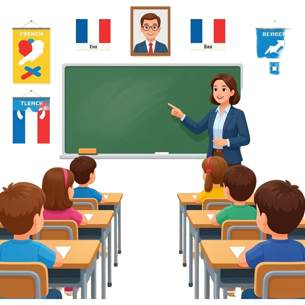 kids learning french in the classroom emoji
