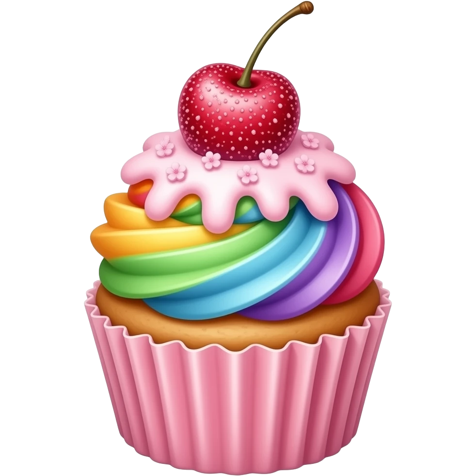 Pink Sakura rainbow cupcake emoji