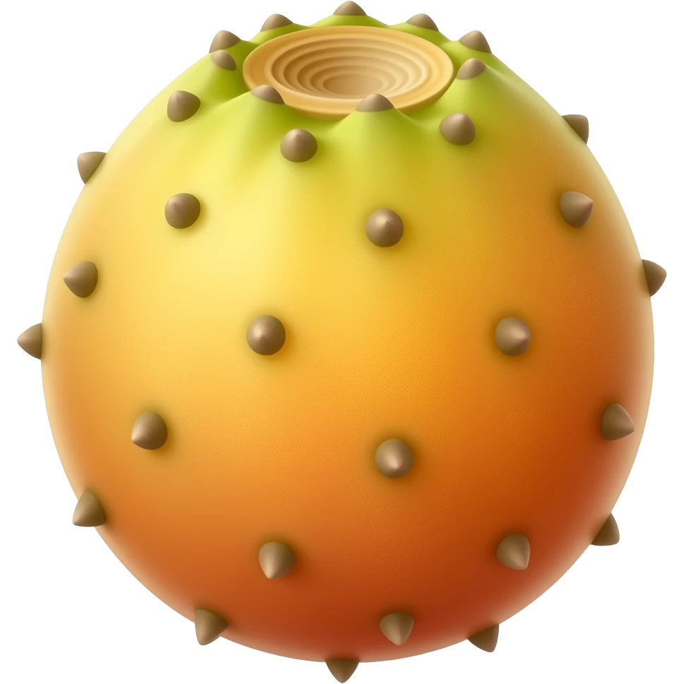 Make a stylistic vector yellow orange slightly oval prickly pear fruit smooth skin and tiny thorns emoji