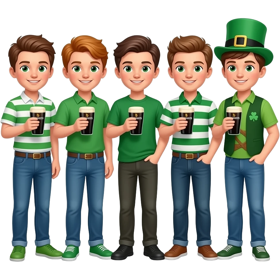 Guinness and 5 irish boys st Patrick's day emoji