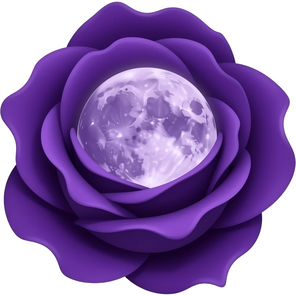 dark purple rose with a purple fullmoon inside emoji