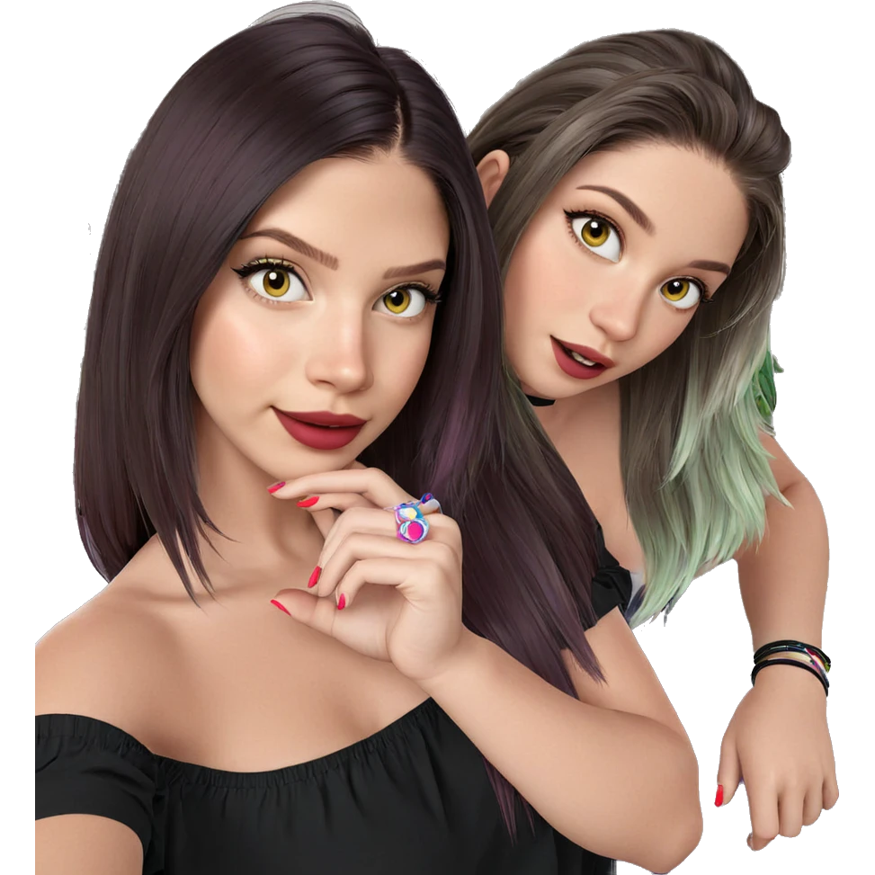 girls with colorful hairstyles emoji