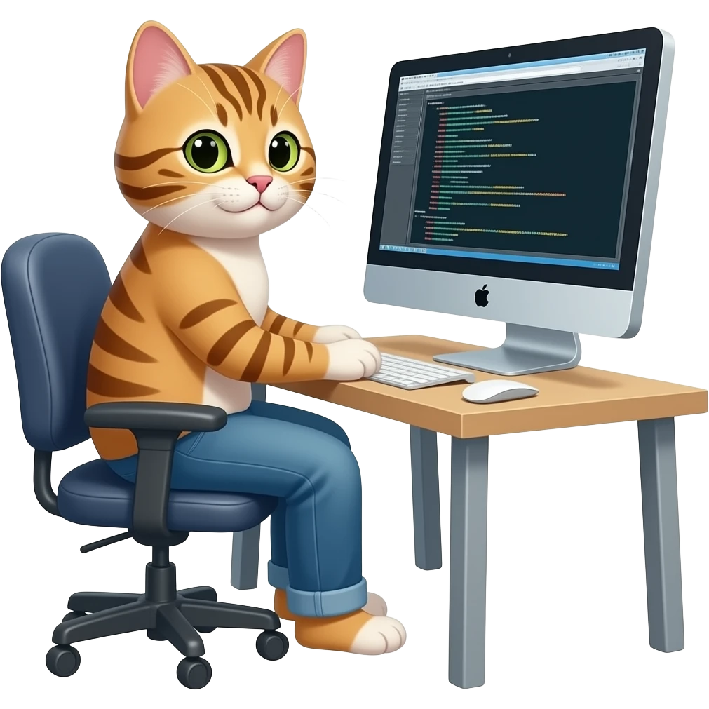 A cat coding at his mac emoji