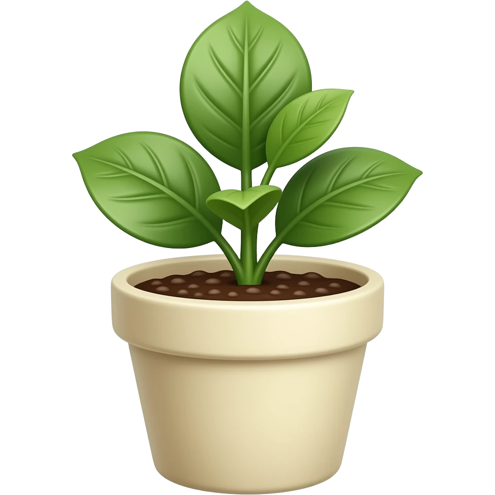 small plant in an elegant cream pot emoji