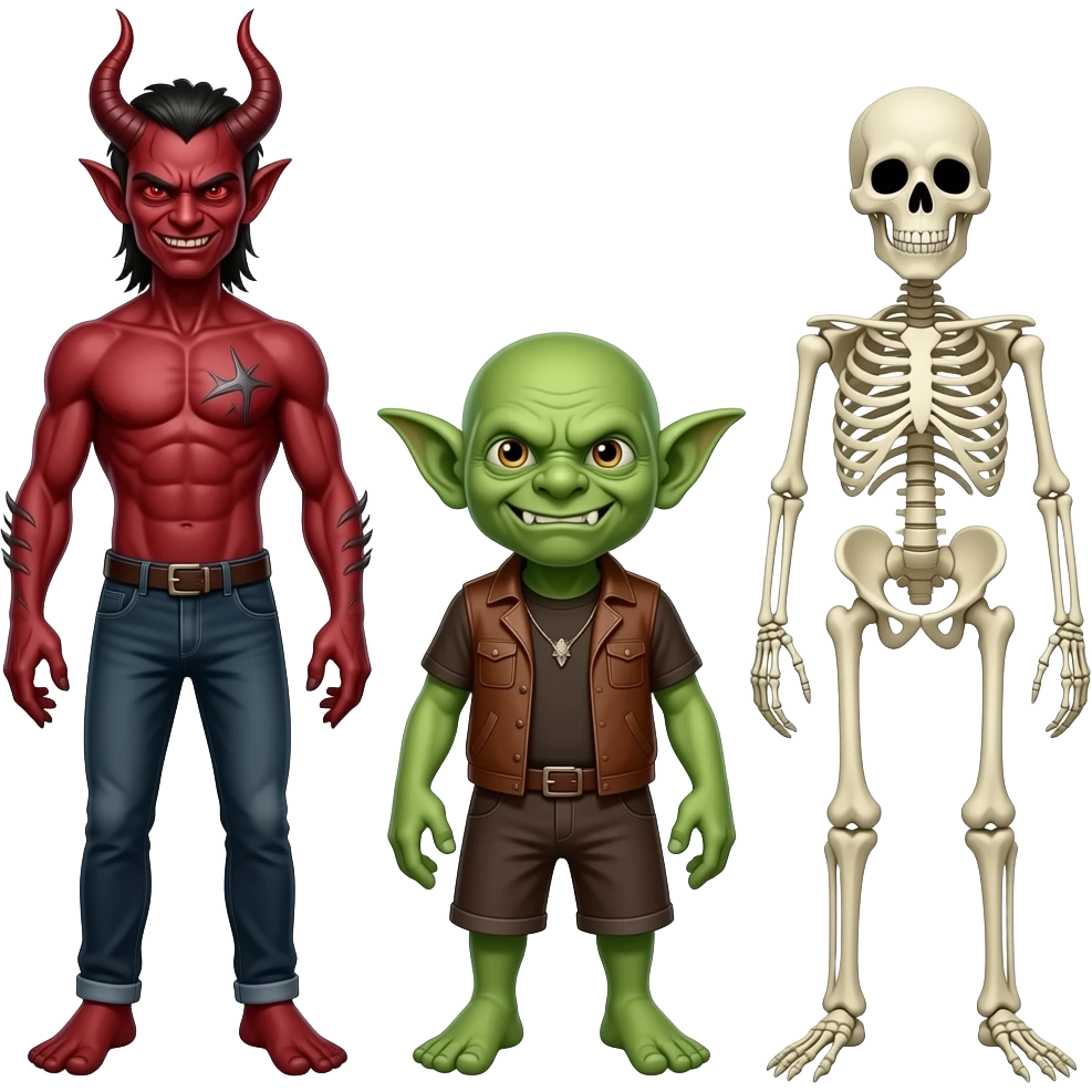 Evil demon and goblin and skeleton emoji