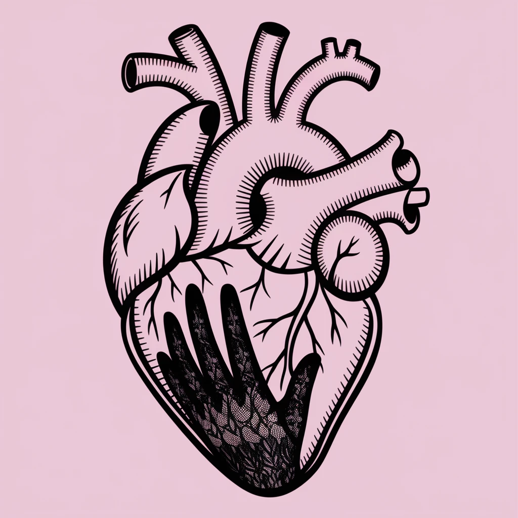 gothic heart with a black lace glove emoji