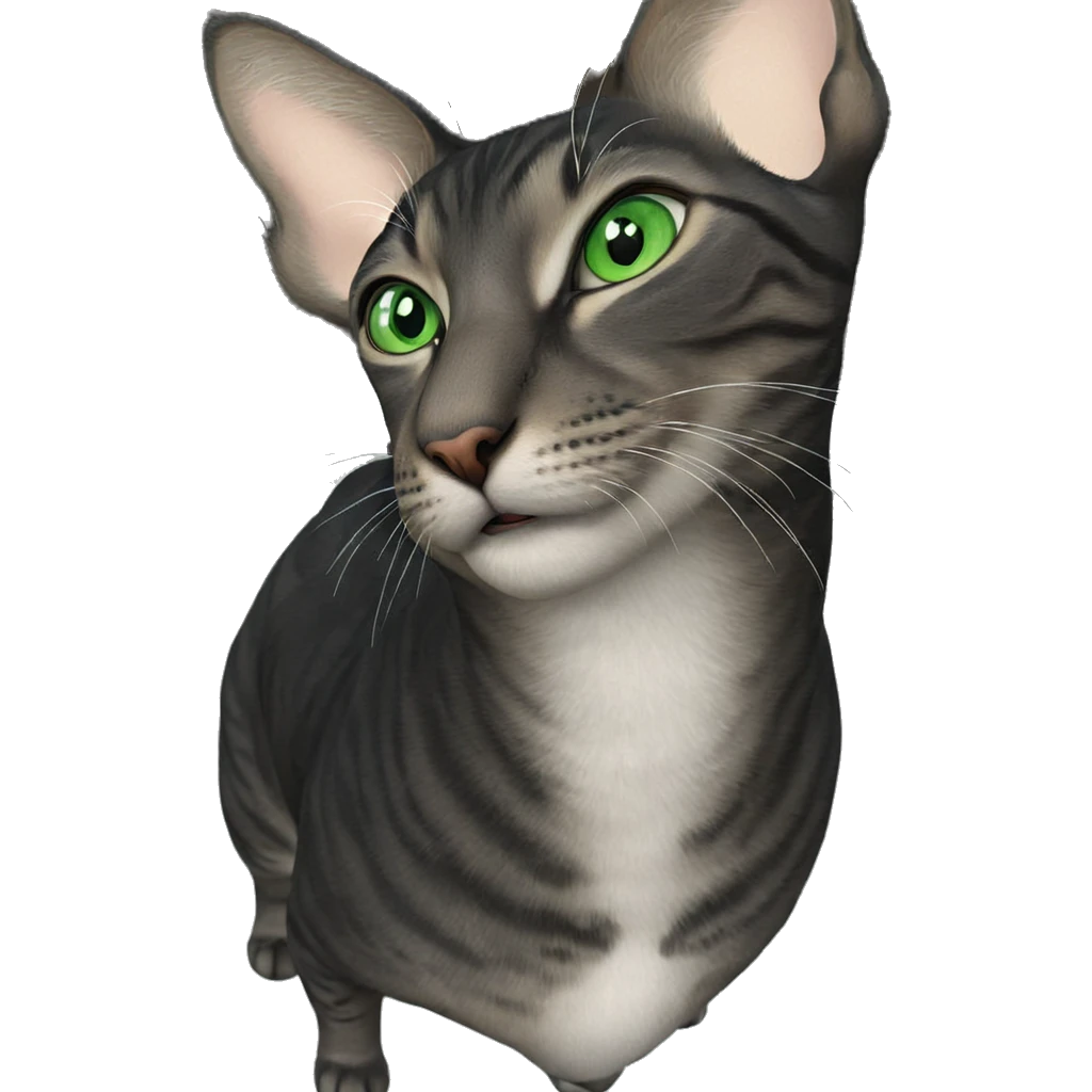 realistic cat with green eyes emoji