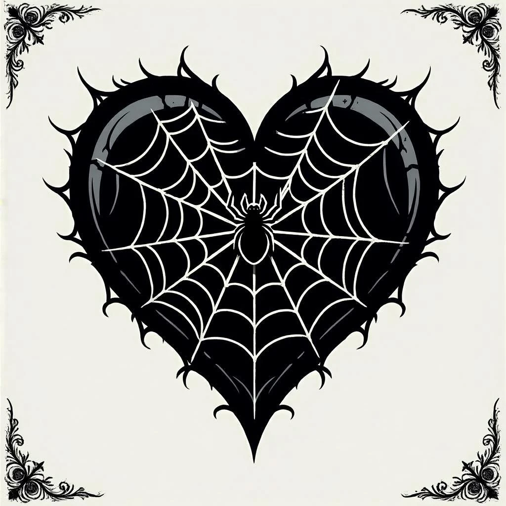 gothic heart with a spiderweb emoji
