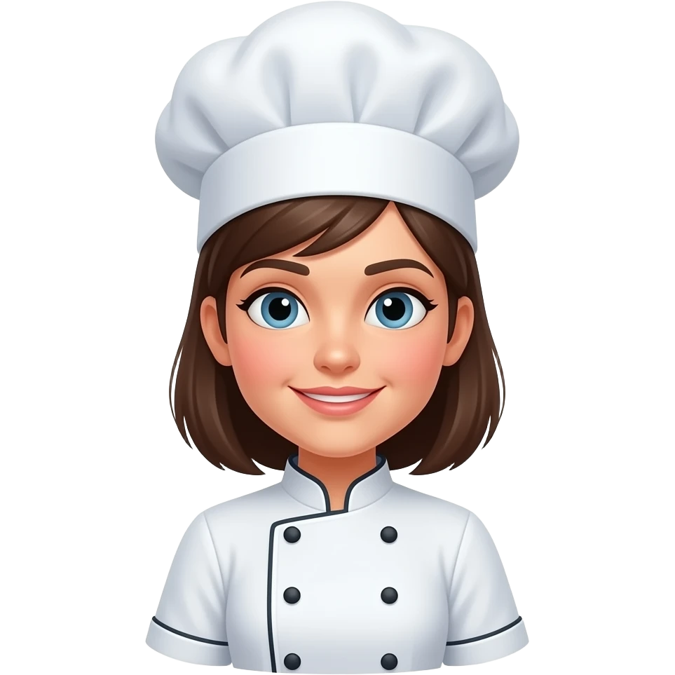 realiza un emoji de una persona mujer y alegre que no sea vea tan seria profesional de chef emoji