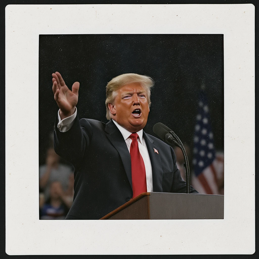 Donald Trump speaking at a rally emoji
