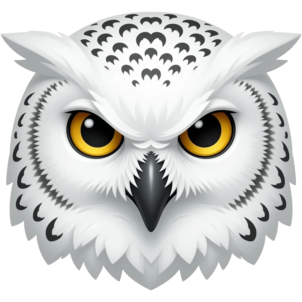 Fierce confident owl face white emoji