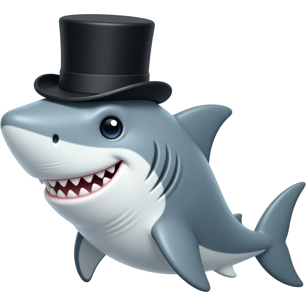 Shark with a top hat emoji