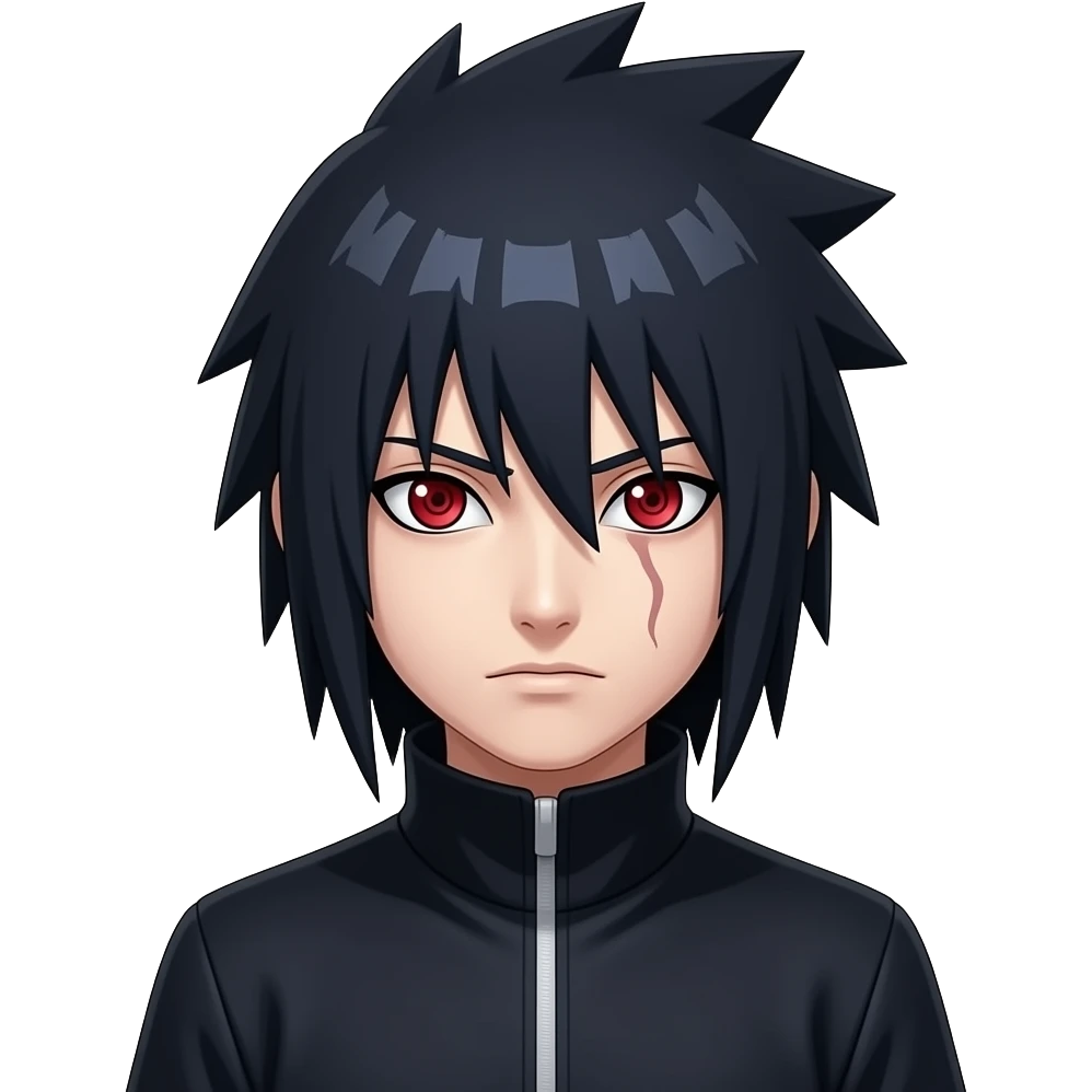 Sasuke uchiha just like the in naruto anime with the sharingan emoji