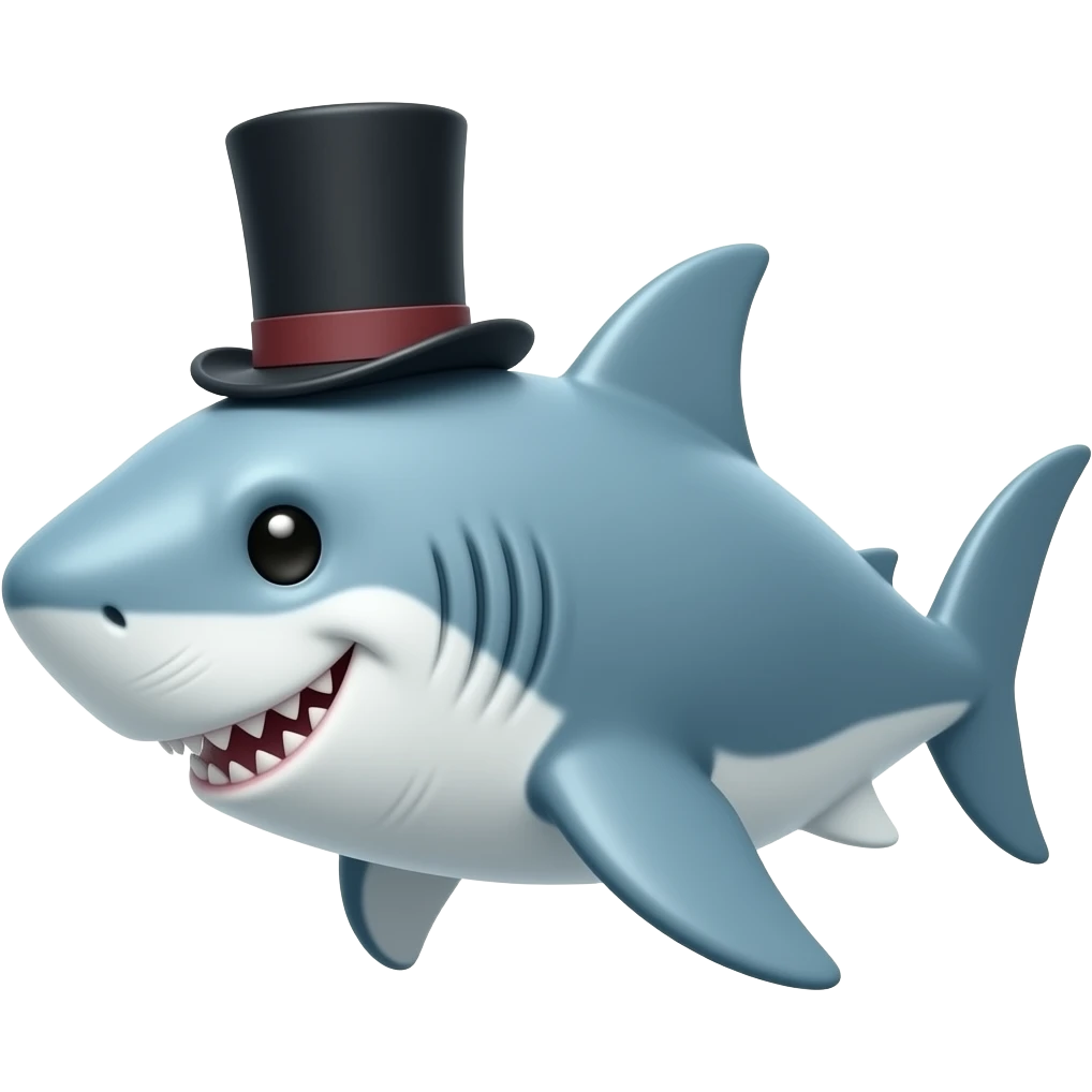 Shark with a top hat emoji