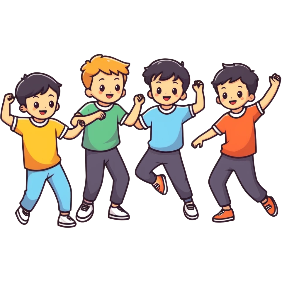 A group of young boys dancing on a scene  emoji