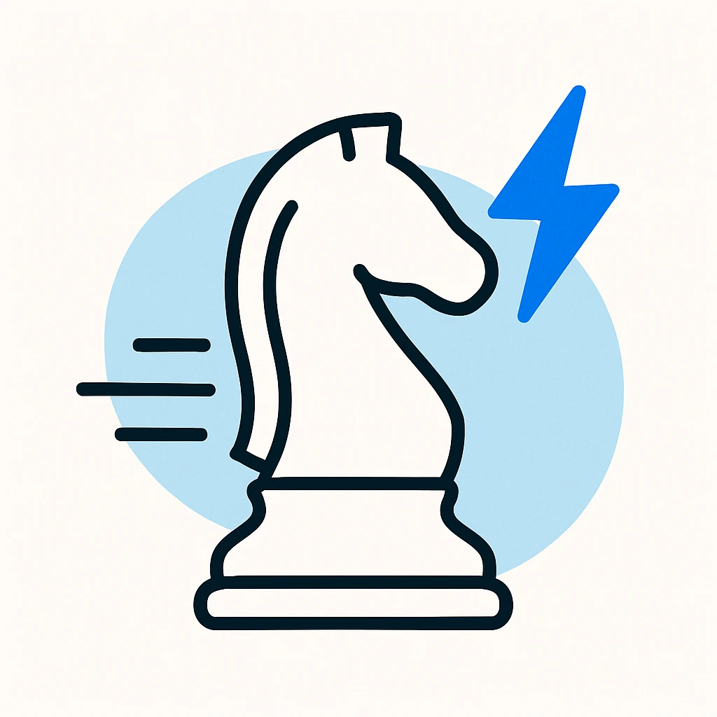 A speedy chess piece, with lightning emoji