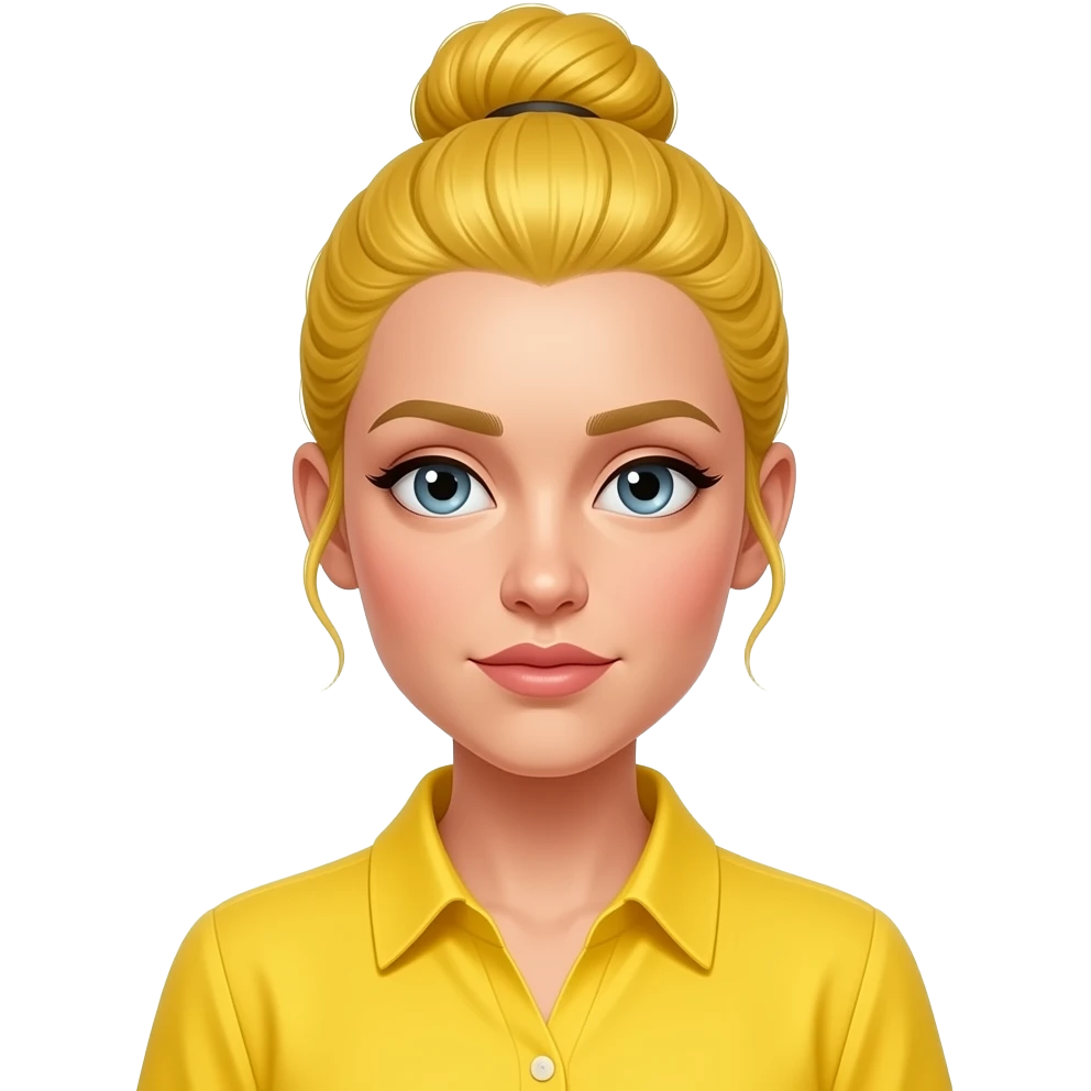 pensativa mujer  cabello amarillo recogido y blusa amarilla emoji