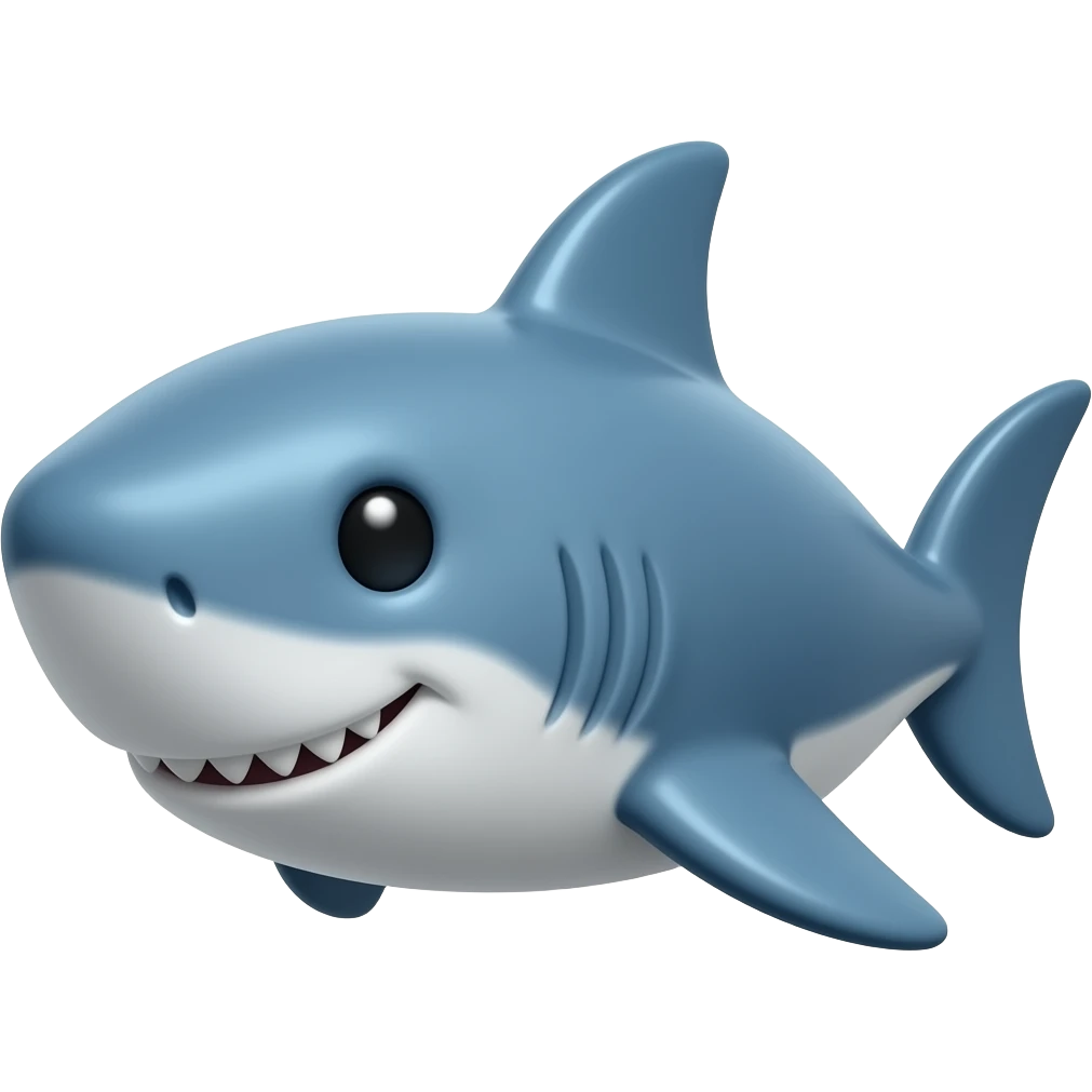 his item is a cartoon shark figurine, often categorized as a 3D icon, sticker, or toy. emoji