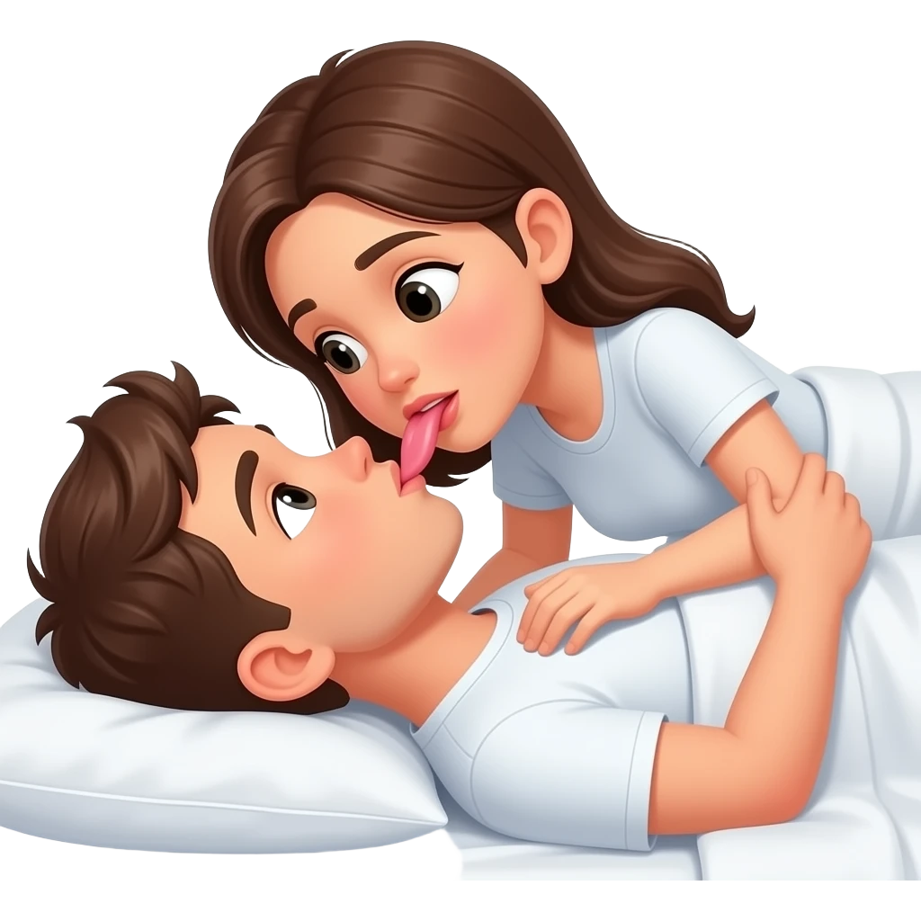 boy licking girls vagina in bed head between her legs and the girl holding his head emoji