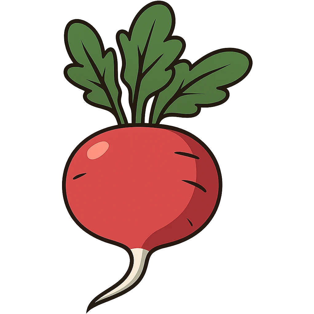 Make the background fully transparent while preserving the style and details of the radish. emoji