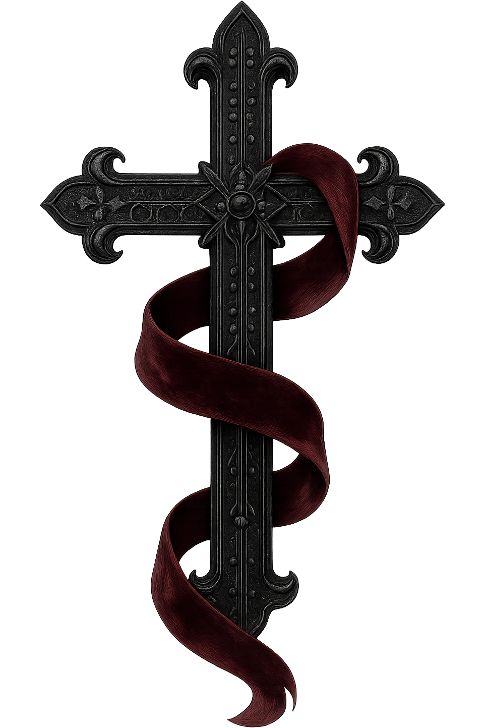 gothic style black cross with a velvet ribbon emoji