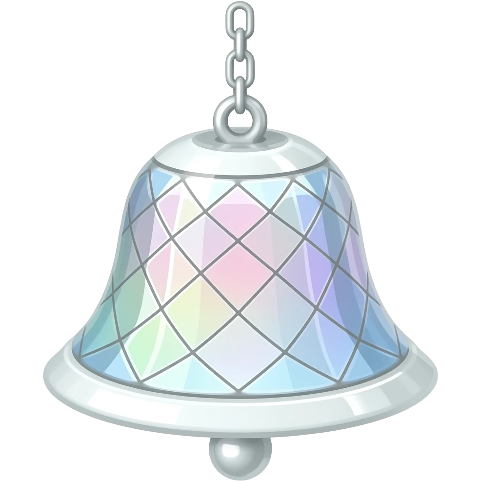 Hanging Iridescent pastel while crystals white-pearly suncatcher with bell LAMP emoji